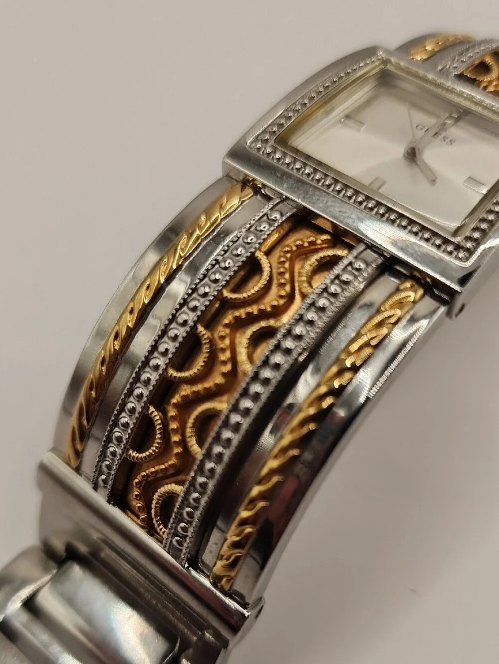 GUESS Two-Tone Gold & Silver Decorative Cuff Watch